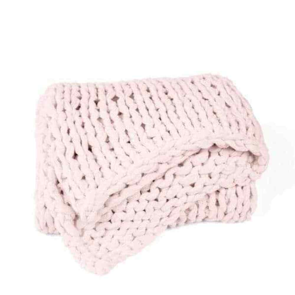 IENJOY HOME Home Collection Premium Chunky Knit Blanket In Blush Pink $199USD